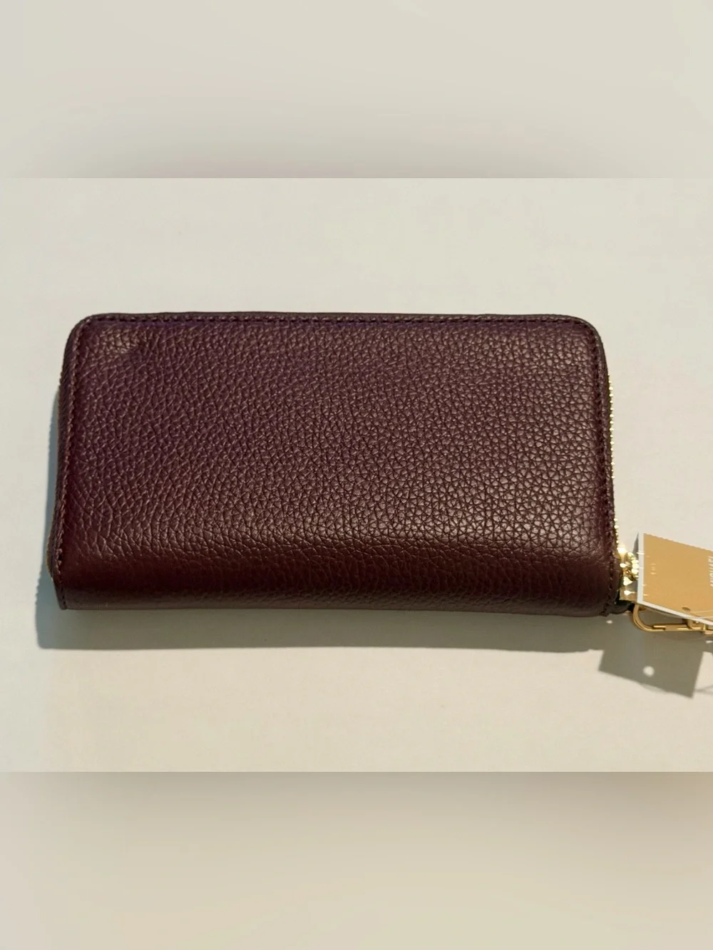 New Michael Kors Pebbled Leather Zip Wristlet Wallet in Burgundy Wine